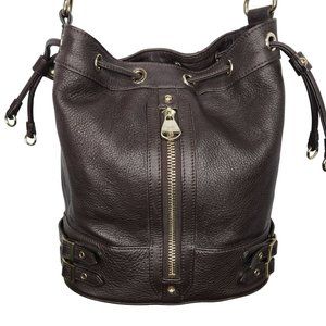 Dolce Vita Leather Convertible Bucket Backpack Bag Brown B0033